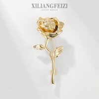 Trâm Cài Hoa Hồng Vàng Phong Cách Đơn Giản Corsage Pin Phụ Kiện Thời Trang Quà Tặng Người Yêu