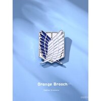 Trâm cài màu cam, huy hiệu cánh tự do, huy hiệu ngoại vi Attack on Titan, mặt dây chuyền kim loại, trang trí ba lô