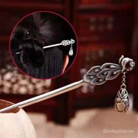 Trâm Cài Tóc Bạc s925 Hình Hoa Mẫu Đơn Phong Cách Cổ Điển Thái Lan