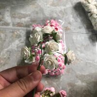 Trâm cài tóc cô dâu điểm hoa Hồng giấy thái lan - Trắng,S