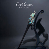 Trâm Cài Tóc Gỗ Đàn Hương Đen Tự Nhiên Đính Phượng Hoàng Đá Cao Cấp Kèm Hộp Đựng Trang Nhã Vip39