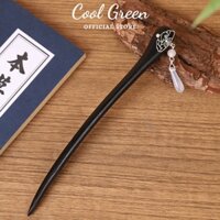 Trâm Cài Tóc Gỗ Đàn Hương Đen Tự Nhiên Đính Hình Quạt Cao Cấp Tặng Kèm Hộp Đựng Trang Nhã Vip46