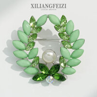 Trâm Cài Vòng Hoa Cành Ô Liu Xanh Lá Cardigan Pin Khăn Choàng Khóa Nữ