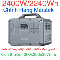 Trạm Điện MARSTEK 2400W/2240WH, Điều khiển= điện thoại, sạc đầy pin 1-1,5h, 8 cấp Bảo Vệ, 700000mAh. CAO CẤP