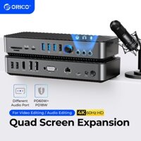 Trạm Docking ORICO 20 trong 1 với 10Gbps USB-C Hub HDMI 4K DP VGA Audio Ethernet cho Macbook (DKA20)