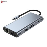 Trạm nối USB C Hub 11 trong 1 4K Type C sang -Bộ chuyển đổi Hub tương thích USB-C sang VGA RJ45 PD 100W USB Hub boost.vn