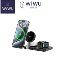 Trạm Sạc Không Dây Gấp Gọn 15W WIWU QI2 3in1 WI-W028 Cho Smart Phone 25 Pro Max, Watch Thông Minh, Tai Nghe Bluetooth