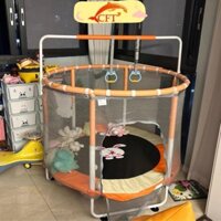 Trampoline sàn nhún, quây bóng, nhà bóng cho bé có tay vịn, kèm xà đơn tặng bóng rổ, bóng nhựa cho bé vận động