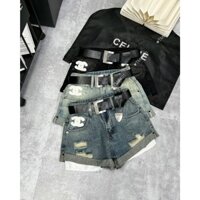 TRAMY • Quần sooc bò nữ TRAMY tặng kèm đai họa tiết thêu dễ phối đồ, quần đùi nữ hàng (QC loại 1) #401