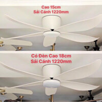 (Trần Nhà Thấp)Quạt Trần 5 Cánh Cổ Ngắn Lắp Cho Trần Thấp,Chung Cư.Động Cơ DC 6 Tốc Độ Gió,Đèn 3 Chế Độ Sáng.