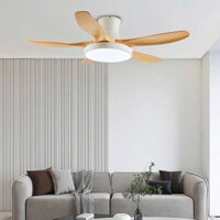 (Trần Nhà Thấp)Quạt Trần 5 Cánh Cổ Ngắn Lắp Cho Trần Thấp,Chung Cư.Động Cơ DC 6 Tốc Độ Gió,Đèn 3 Chế Độ Sáng.