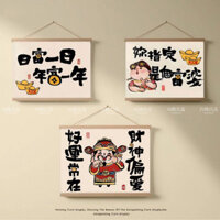 Trang chủ Fu Shixing Trang trí Hộp đồng hồ vải Khối tranh