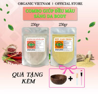 trắng Combo Đậu Đỏ Sữa Non (250gr) + Cam Thảo (250gr)  - Dưỡng Da Body - Giúp Đều Màu Sáng Da, Dưỡng Body. Kèm Quà Tặng