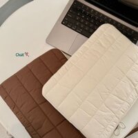 [TRẮNG-ĐEN] Túi/vỏ đựng laptop 10/11/13/15 inch chống sốc phong cách Hàn Quốc - chất liệu phao trơn - puffer bag