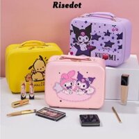 Trang điểm RISEDOT, Dung tích lớn có túi đựng mỹ phẩm gương, Hộp đựng mỹ phẩm bằng da PU di động hoạt hình dễ thương
