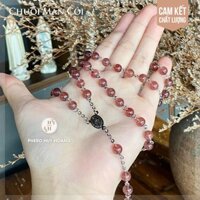 Tràng hạt Mân Côi 50 bằng Đá, Thánh Giá - Mặt Mẹ chất liệu thép inox không gỉ