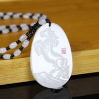 Trắng Ngọc Ngựa Thương Hiệu Mặt Dây Chuyền Ngựa Thành Công Nam Nữ Vòng Cổ Cung Hoàng Đạo Ngựa Thương Hiệu Ngọc Mặt Dây Chuyền