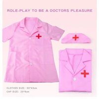 Trang phục áo blouse bác sĩ kèm mũ - màu trắng (60cm)