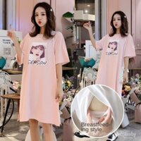 Trang Phục Bà Bầu Đầm Trang Phục Cho Con Bú Tay Ngắn  TÁo Sơ Mi Dài Lỏng Lẻo