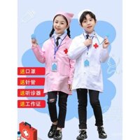 Trang phục bác sĩ trẻ em, áo khoác trắng, đồng phục y tá, trang phục phẫu thuật, trang phục biểu diễn vai trò ở trường mẫu giáo