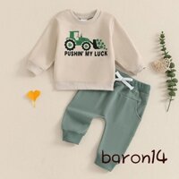 Trang phục bé trai Máy kéo Áo nỉ in hình Shamrock và quần thun 2 mảnh Quần áo chạy bộ cho trẻ mới biết đi