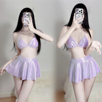 Trang phục biểu diễn DS thời trang nữ mới, nhóm nhạc nữ, bộ trang phục sân khấu DJ nhảy jazz sexy, váy ngắn màu tím