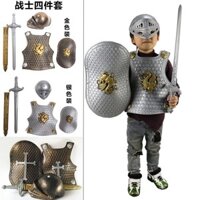 Trang phục biểu diễn Halloween cho trẻ em, bộ áo giáp cho trẻ nhỏ, đồ chơi cosplay, đạo cụ chiến binh, mũ bảo hiểm, khiên