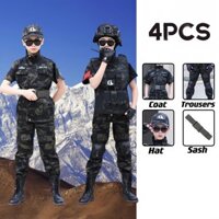 Trang phục cảnh sát cho trẻ em trai SWAT bé trai quân đội cosplay quần áo bộ quà tặng trang phục dự tiệc cho halloween