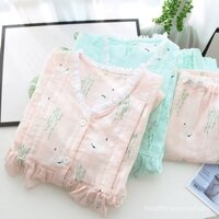Trang Phục Cho Con Bú Bộ Hai Chiếc Quần Áo Ở Cữ  Mẫu Mới Mùa Hè Sợi Bông Thoải Mái Thoáng Khí Thấm Mồ Hôi  In Hoa Tươi M