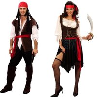 Trang phục Cướp biển cho Phụ nữ Đàn ông Người lớn Halloween Nam Thuyền trưởng Jack Sparrow Trang phục Cướp biển vùng Caribbean Bộ quần áo Cosplay