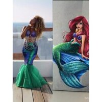 Trang phục Halloween cho người lớn, đầm công chúa nàng tiên cá, trang phục cosplay sequin, đầm dạ hội không dây sexy ♥ ♥