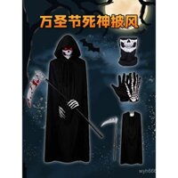 Trang phục Halloween cho người lớn và trẻ em, áo choàng đen, áo choàng phù thủy, áo choàng thần chết, bộ xương, trang phục cosplay phát quang
