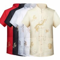 Trang phục Hán phục ngắn tay dành cho nam trung niên và già trang phục nam trung niên phong cách Trung Quốc phong cách Trung Quốc dành cho nam trung niên và già trang phục ông nội Khóa Phong Cách Trung Quốc/2.23