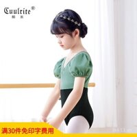Trang phục khiêu vũ cho bé gái, bộ jumpsuit ngắn tay hai màu mùa hè, trang phục múa ballet Pháp tay phồng cho thể dục múa Trung Quốc