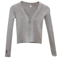 Trang phục khiêu vũ trẻ em, áo len bé gái, trang phục tập luyện, áo khoác choàng nhỏ dài tay, khóa kéo, trang phục nhảy giữ ấm mặc ngoài