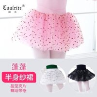 Trang phục khiêu vũ trẻ em, váy ballet cho bé gái, váy tutu ngắn mùa hè với sequin và lưới phồng