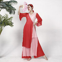 Trang phục múa cổ điển Honghua, trang phục luyện tập múa bằng vải gạc, trang phục biểu diễn múa bụng phong cách cổ xưa Trung Quốc