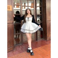 [Trang phục phong cách Hàn Quốc]✨Sweet Fresh Mori Nữ Hơi Béo Kích Thước Lớn Tinh Khiết Desire Không Khí In Hình Áo Cardigan + Chấm Bi Sling Chữ A