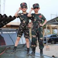 Trang phục quân đội trẻ em mẫu mới trang phục rằn ri trang phục biểu diễn Đặc công cho bé trai bé gái trang phục Trại Hè huấn luyện quân sự cho học sinh