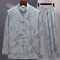 Trang Phục Tang Lụa Dâu Tằm/Bộ Quần Áo Thái Cực Quyền Lụa Thật Cao Cấp Phong Cách Trung Quốc Cho Người Trung Niên Và Cao