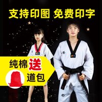 Trang Phục Tập Võ Taekwondo Vải Cotton Tay Dài Dành Cho Người Lớn Và Trẻ Em