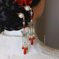 Trang Phục Trang Phục Tóc Ban Đầu Đốt Xanh Giả Chấm Bướm Kẹp Tóc Tua Rua Kẹp Tóc Phụ Kiện Cổ Hanfu Phụ Kiện Tóc Mũ Đội Đầu Nữ Cổ Tích