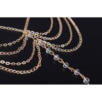 Trang sức Âu Mỹ mới 2024 đơn giản và đẹp đi biển pha lê đính cườm nhiều lớp vòng đeo chân kim loại nữ