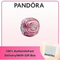 Trang sức bạc 100% s925 miễn thuế, nhẫn Pandora, quà tặng trang sức, charm hoa hồng đang nở 793212 C01