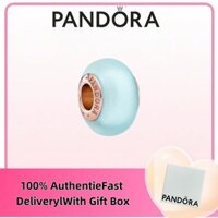 Trang sức bạc 100% s925 miễn thuế, nhẫn Pandora, quà tặng trang sức, charm thủy tinh Murano xanh mờ 789420 C00.