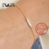 Trang Sức Bạc 925 14K Mạ Vàng Nhỏ Mini Nước Ngọt Ngọc Trai Hạt Charm Vòng Tay