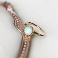 [Trang sức chọn lọc] Nhẫn Opal S925 Bạc Pha lê Úc tự nhiên Opal Classic Series Nhẫn vỏ trứng nhỏ Tính khí cổ điển