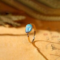 [Trang sức được chọn lọc] Pha lê có thể đáp ứng không tối ưu hóa Opal đen S925 Nhẫn kim cương bạc Nữ khí chất Phong cách thời trang