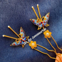 Trang sức nhớ hình bướm nhỏ, kẹp tóc mùa xuân, phụ kiện trang phục cổ xưa Hanfu, phụ kiện tóc, kẹp tóc cổ tích, bước lắc