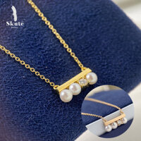 ❤Trang Sức Vàng 14K Hàn Quốc SKute Mặt Dây Chuyền Ngọc Trai Tự Nhiên Có Vòng Cổ Mặt Dây Chuyền Vàng 14K Ngọc Trai Trắng Tinh Tế Cho Nữ